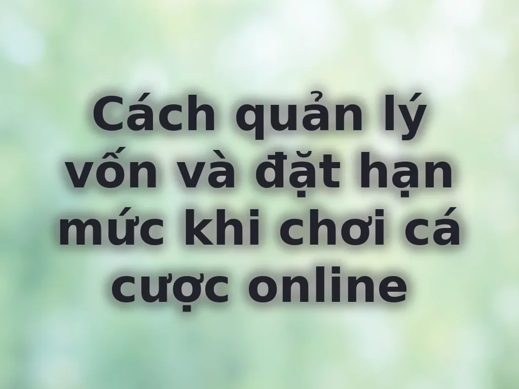 Quản lý vốn